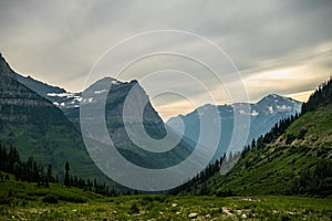 Looking Down The Valley Just Below Logan Pass