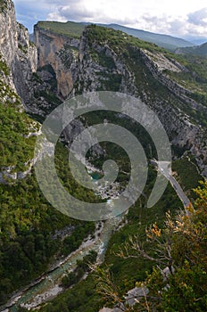Looking down (vertical) to canyon Verdon from a view point