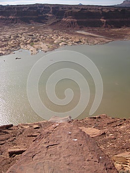 Looking Down at Water - Hite Overlook - Glen Canyon