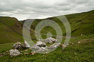 Looking down Winnats Pass towards Castleton