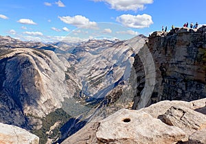 Looking Down into Yosemite Valley and Sierras from Half Dome
