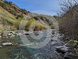 Looking downstream at Cache creek in Yolo county