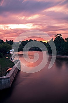 Looking Downstream At Fenelon Falls At Sunrise