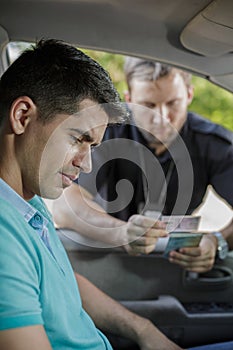 Looking at driving licence