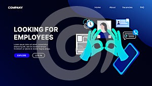 Looking for Employees Illustration. Landing Page Concept