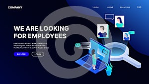 We are looking for employees. Recruitment Illustration Landing Page Concept.