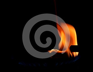Fire burning at night