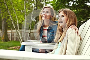 Looking forward to many more memories. A happy mother and daughter spending time together outdoors.