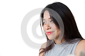 Looking the future concept, asian women black long hair adult smile