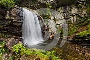 Looking Glass Waterfall in Summer in North Carolina