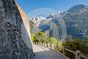 Looking at gorgeous Val Bondasca and its glacier Grisons, Switzerland