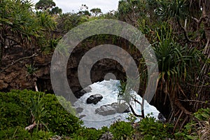 Looking through the Hufangalupe Arch in Tongatapu in Tonga