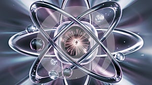 Looking inside the atom nucleus, protons, neutrons, electrons. Atomic energy