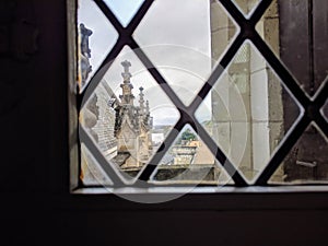 Looking from inside the castel of Amboise sur Loire. Royal Castle of Amboise in Loire Valley, France