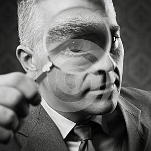 Looking through magnifier