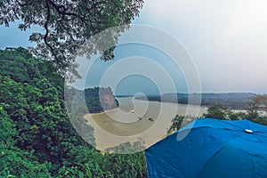 Looking at Min and Dadu River in Leshan