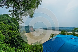 Looking at Min and Dadu River in Leshan