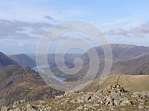 Looking North from the top of Great Gable  Lake District  UK