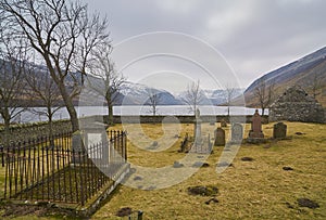 Looking from the old abandoned Kirk, or Church Graveyard to Loch Lee and beyond up Glen Esk in Winter.