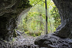 Looking Out of Bruce`s Caves near Wiarton, Ontario