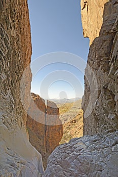 Looking Out Into the Desert from a Remote Canyon