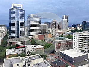 Looking out at downtown Portland, Oregon.