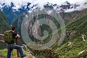 Looking out at the mountains from Machu Picchu