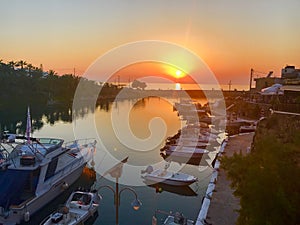 Sunset over Crete harbour