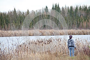 Looking out over a lake, Alberta