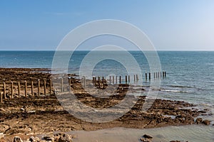 Looking out over the ocean with a blue sky overhead, at Seaford in Sussex