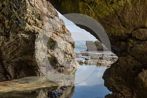 A View from inside a Cave on the Beach