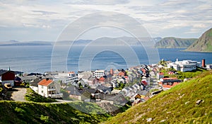 Looking out at the town of Honningsvag, Norway photo