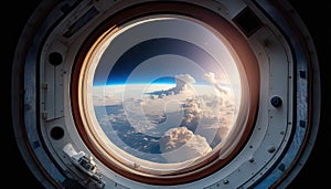 Looking out the window of a spacestation