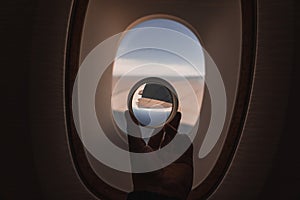 Looking outside an airplane window