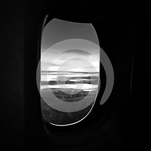 Looking outside plane from the window