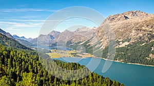 Looking over the Engadin Valley from the Corvatsch cable car