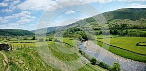 Looking over fields by the river Swale photo