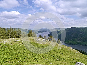 Looking over hill to Ullswater, Lake District