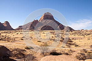 Looking Over Namib Desert with Spitzkoppe Mountain, Namibia