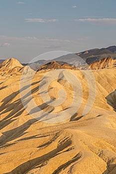 Looking over the rock formations at Zabriskie Point in Death Valley, California