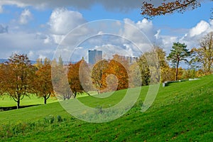 Looking Over the Slanted Embankments of Bellahouston Park to the