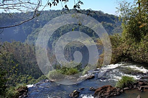 Looking over the top of a waterfall