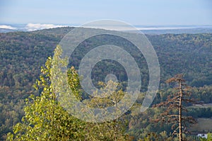 Looking over the valley from atop Morrow Mountain state park