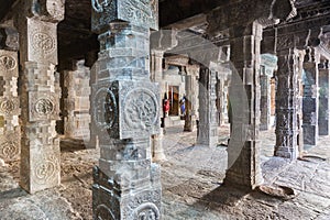 Looking through the pillared Mandapam to Mariamman shrine.