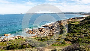 Looking south from Freemans Knob towards knights beach in port elliot south australia on the 9th june 2020 photo