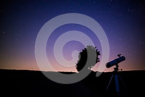 Looking into the stars with the telescope