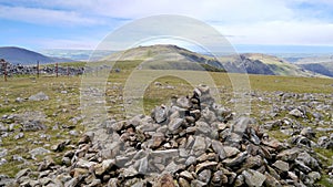 Looking to Haycock by nice cairn on Scoat Fell, Lake District photo