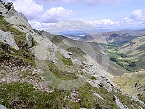 Looking to Ullswater from Nethermost Pike east ridge