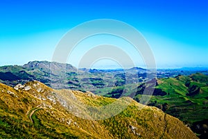 Looking from the top of Te Mata Peak over Te Mata Hills. Beautiful autumn day near Hastings, Hawkes Bay, New Zealand