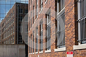 Looking toward a mirrored building